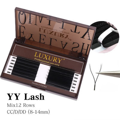 Luxury YY Shape Handmade Eyelash Extension 0.10mm Thickness D Curling Fake Lashes Поставка ложных ресниц