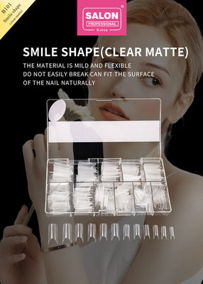 ABS Clear Matte Full Cover Fake Nails Smile Shape для салона и самодельного макияжа